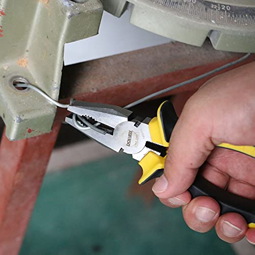 DOWELL Lineman's Pliers, Wire Cutter Heavy Duty, 6 Inch | 6-inch combination pliers, nickel-chromium steel, induction-hardened cutter, machined jaws, ergonomic grips, ANSI certified - size: 6" Lineman's Pliers