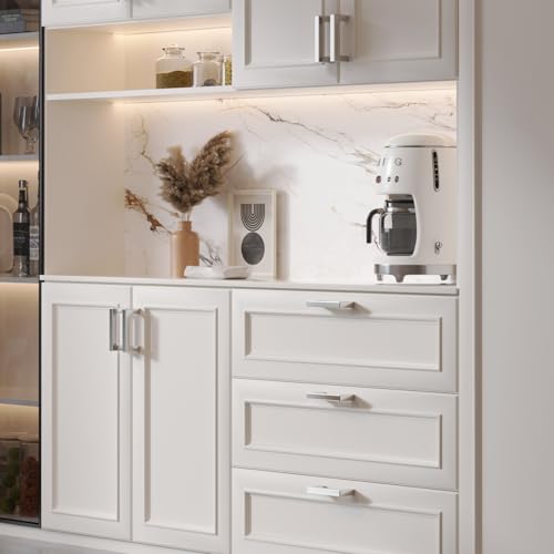 Goldenwarm Brushed Nickel Cabinet Pulls 20 Pack 7-1/2 Inch, Square Drawer Handles, Stainless Steel, Screws Included, Silver Kitchen Hardware for Cupboard Closet Furniture Upgrade - size: 7-1/2In(192MM) Hole Centers