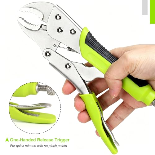 FASTPRO 4-Piece Locking Pliers Set with Heavy Duty Grip, Green - color: Green