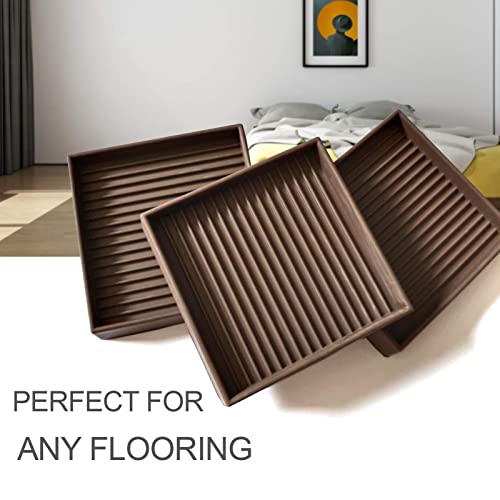 Yelanon Furniture Coasters 4 Pcs 4" Square Brown Caster Cups for Hardwood - size: 4pcs 4" Square Brown