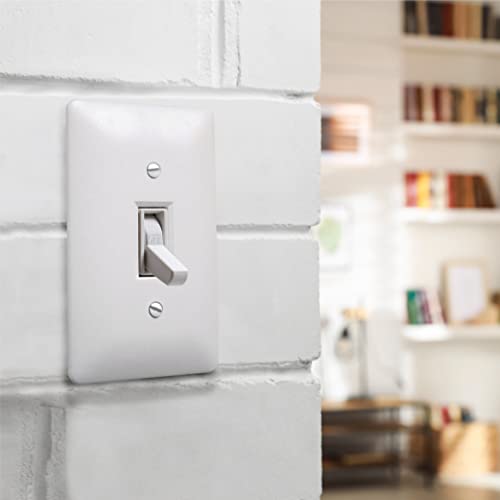 TayMac 4000W Paintable Single Toggle Light Wall Plate Cover, White, 1-Gang - size: 1 Gang, style: Cover