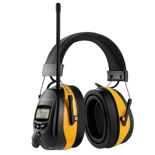 Bluetooth 6.0 AM FM Radio Headphone,Earmuff for Mowing,Construction - color: Yellow