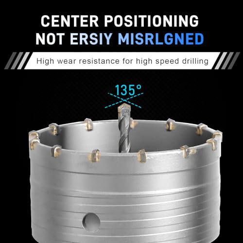 ATOLS 34PCS Concrete Hole Saw Kit, Masonry Concrete Drill Bit Set, Chisel Set with SDS Plus & Max Shanks Wall Hole Saw Drill Bit for Brick Stone Cement Wall, Kit Size 30 40 50 65 80 100 110MM