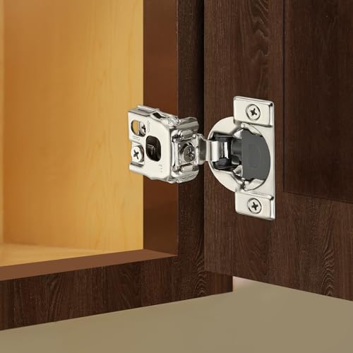Satin Nickel Cabinet Hinges, 1 Inch Overlay, 10 Pack(5 Pairs) | Stainless Steel Build, Soft Close Concealed Hinge, 3D Self-Closing Adjustment, Face Frame Door Fit, Kitchen Cabinets - size: 1 inch Overlay