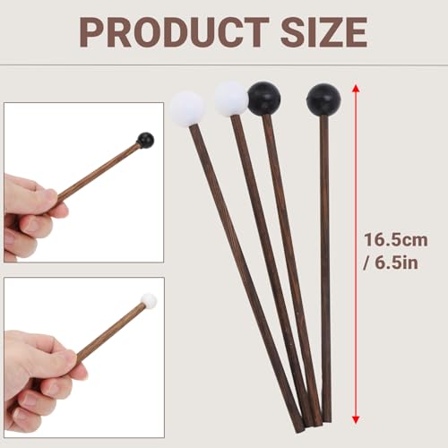 4Pcs Steel Tongue Drum Mallets with Soft Rubber Heads 6.5 Inch Gentle Mallets for Beginners Adults Practice and Healing Music