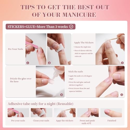 Mivota Short Square Press On Nails blue Nude Gradient False Nails with Silver Streaks Acrylic Press in Nail Gel Stick On Nails Set Glue on Nails for Women & Girls 24Pcs - color: 29-Blue gradient silver lines