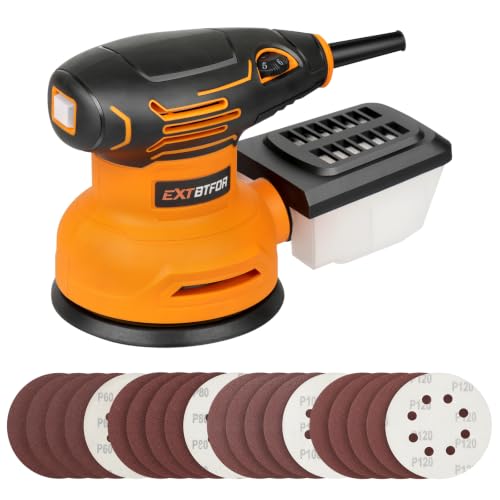 5" Orbital Sander,300W 5000-12000OPM Variable Speed 20 Sandpapers - style: Dust box