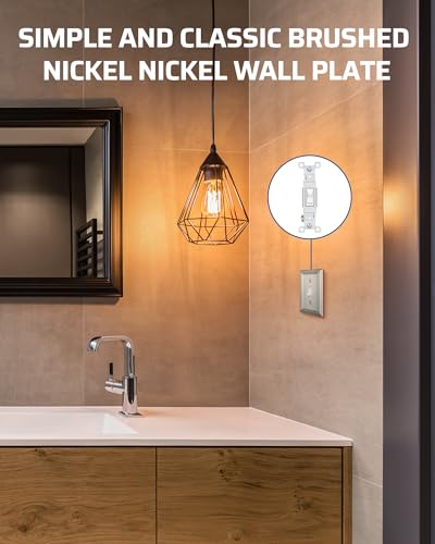 DEWENWILS Single Toggle Wall Plates, Light Switch Cover Plates - color: Brushed Nickel, size: 1 Toggle 2PK