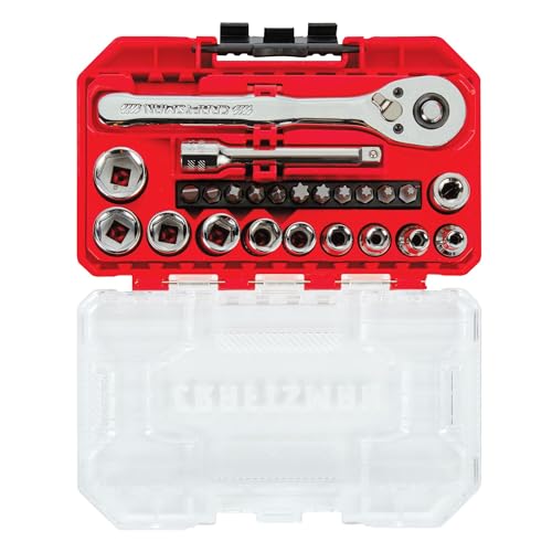 CRAFTSMAN Mechanics Tool Set, 24 Piece, 1/4 Inch Drive SAE, 90-Tooth (CMMT12109LZ) - style: NEW SAE Set