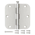 24 Pack Rounded Door Hinges Brushed Nickel 3.5 Inch with 5/8" Radius - color: Satin Nickel, size: 24 Pack