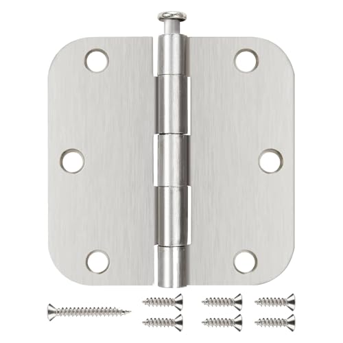 24 Pack Rounded Door Hinges Brushed Nickel 3.5 Inch with 5/8" Radius - color: Satin Nickel, size: 24 Pack