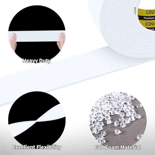 3 Pack Single-Sided Adhesive White Foam Tape, Single-Sided Sealing Strip Foam Pad Sponge Tape Window Weatherproof, Self-Adhesive Insulation Sealing Tape (White) 0.98inX16.4FT - color: White, size: 0.98inX16.4FTX3PACK