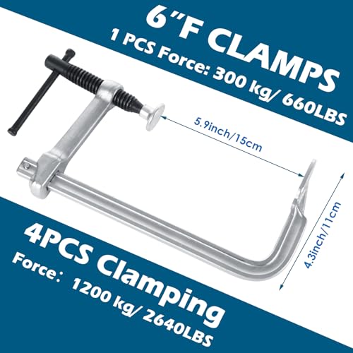 JMIATRY 4PCS Welding F Clamps 6 Inches Heavy Duty Steel Bar Clamp - size: 6 inch