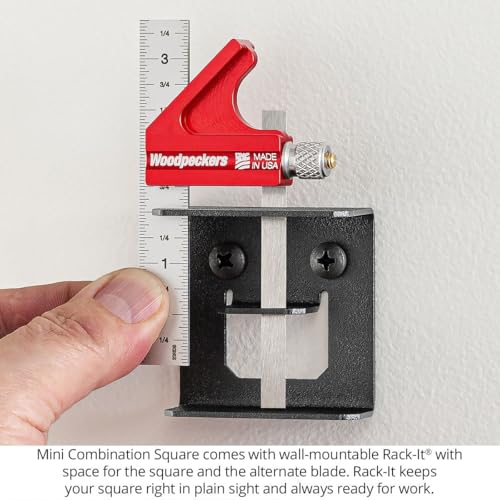 Woodpeckers Mini Combination Square, Check Square and 45° in Tight Joinery with 1/2" and 1/4" Blades, Made in USA - MNCSQ-AL