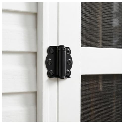 Nuk3y Screen Door Spring Hinge Set, 2-3/4"", Set Includes 2 Self-Closing Hinges & 1 Adjustable Self-Closing Hinge. (Black) - color: Black