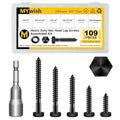Mywish 109Pcs 1/4" Hex Head Lag Screws Assortment Kit, Heavy Duty Lag Bolts with Washers, 304 Stainless Steel Bolts 18-8, 5-Size Wood Screws for Outdoor, Black Oxide 1/4 Bolt - size: 1/4 Assorted Kit