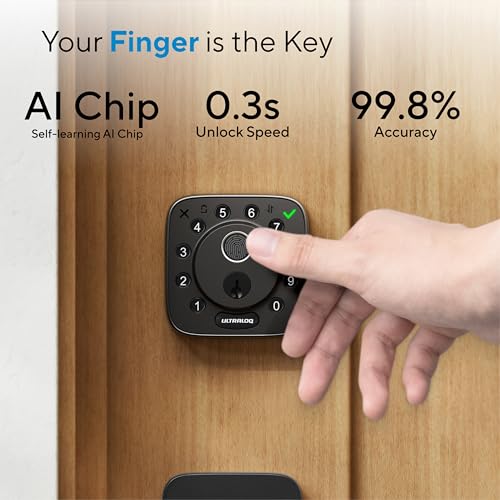 ULTRALOQ 2026 Upgrade Bolt Fingerprint Smart Lock in Black, Biometric Deadbolt with Built-in WiFi, Keyless Entry Door Lock, App Remote Control, 10 Months Battery, IP65 Waterproof, BHMA Grade AAA - size: Fingerprint+WiFi