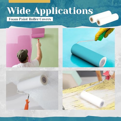 Nuenen 18 Pcs 9 Inch Foam Paint Roller, High Density Foam Paint Roller Covers Paint Roller for Painting Walls Doors Houses Cabinets Ceilings Furniture Smooth Even Finishes, White