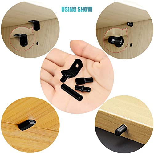 104Pcs Shelf Pins Pegs Kit,4 Styles Shelf Support Pegs,Bookshelf Pegs for Shelves,Cabinet Shelf Bracket Pegs Shelf Holders Pins for Kitchen Furniture & Closet (5mm & 1/4 inch,Black) - style: 4 Style-Black-104 Pcs