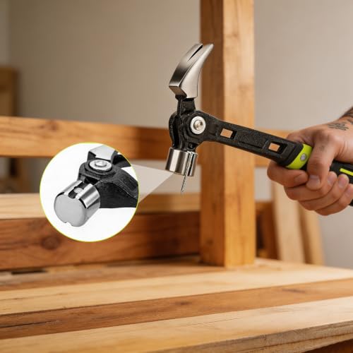 Claw Hammer with Magnetic Nail Starter, Heavy Duty Steel Framing Hammer with Shock-Absorbing Grip and Side Nail Puller for Construction, Roofing, and DIY Demolition Tools