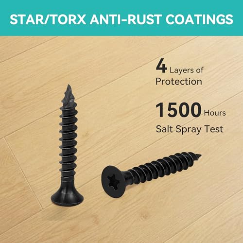 Wood Screws Black #4 × 1-1/4 inch Torx Star Drive Deck Screws Flat Head M3 × 30 Countersunk T10 Self Tapping Thread Cut 200pcs Carbon Steel Galvanized Very Small Size Screw(200PCS/Small Box Black) - color: Black, size: #4×1-1/4
