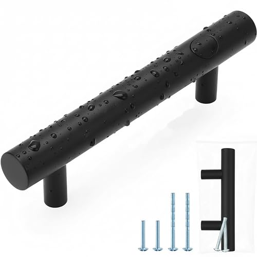 35 Pack Black Cabinet Handles 3 inch, Stainless Steel Drawer Pulls, Precise Hole Spacing ±0.1mm, Complete Screws Included, Rust-Resistant for Kitchen Cabinet Upgrade & Apartment Renovation,5 In Length - color: Matte Black, size: 3 inch Hole Center