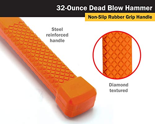 Titan 63140 3-Piece Dead Blow Hammer Set, Includes 2lb, 3lb & 4lb with Non-slip Diamond Textured Handles, Spark & Rebound Resistant - size: 32oz + 48oz + 64oz