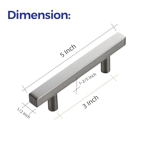 Ravinte Brushed Nickel Square Cabinet Hardware Pulls 3 Inch 30 Pack - color: Brushed Nicke, size: 3 Inch Hole Center