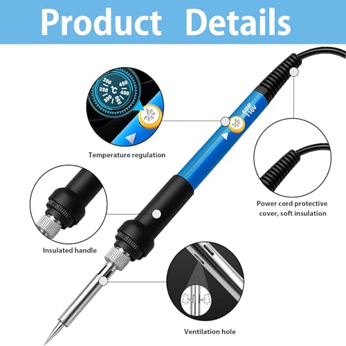 Wood Burning Kit 60W 110V Pyrography Pen Set Adjustable Temperature Soldering Iron Wood Burner with Carbon Paper Dotting Tools and Tips Stand Accessories for DIY Arts Crafting Embossing Carving