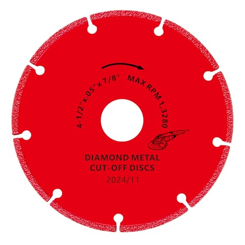 FOXBC 4-1/2 Inch Diamond Cutting Wheel Metal Cut Off for Angle Grinder, 5000+ Cuts on Rebar, Stainless Steel, Angle Iron, 7/8" Arbor - 3 Pack