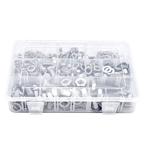 340Pcs M6/M8/M10 Hex Nuts Bolts Set 304 Stainless Steel Short Bolts - color: K13 Short Sets-Silver