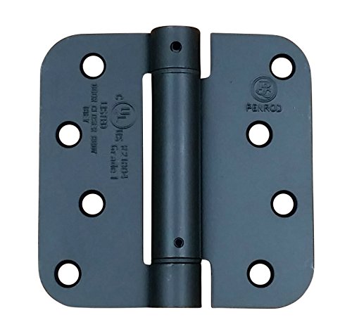 Spring Hinges - 4 Inch, Self Closing Adjustable (Flat Black, 2 Pack) - color: Black, size: 4" x 4" with 5/8" radius (Pack of 2)