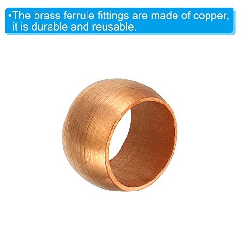 PATIKIL 8mm (5/16 Inch) Tube OD Compression Sleeves Ferrules, 5 Pack Copper Ferrule Fitting Compression Fitting Assortment Kit for Air Water Gas - size: 8mm