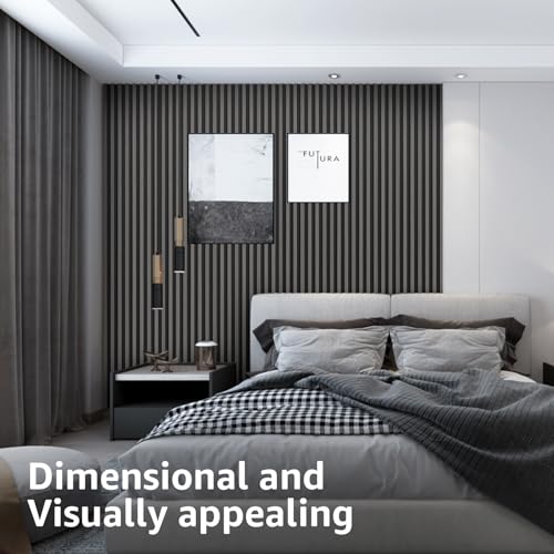 Art3d 96 x 6 Inch 3D Fluted Wood Textured Slat Wall Panels, 8-Pack, Grey - color: Grey, size: 96*6