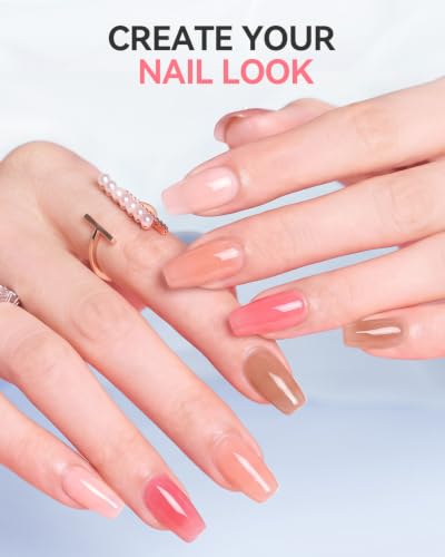 Makartt Jelly Pink Nude Red Gel Nail Polish Set 15ML: 6 Sheer Colors - color: Warm Rose