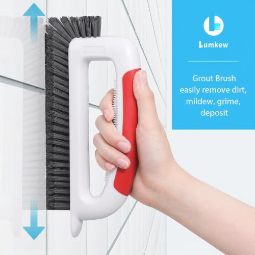 Lumkew Grout Cleaning Brush for Cleaner Tile Floors, Red, 1Pcs - color: Red
