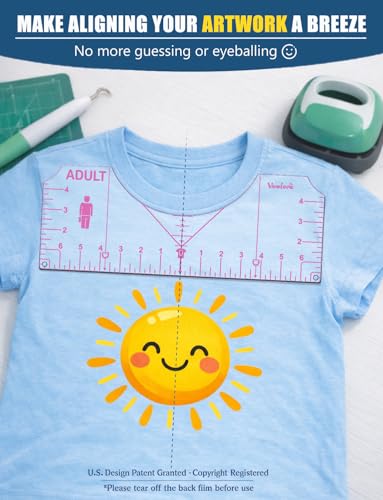 Vowlove Tshirt Ruler Guide Set for Cricut, Shirt Measurement Centering Tool - color: 01 Pink