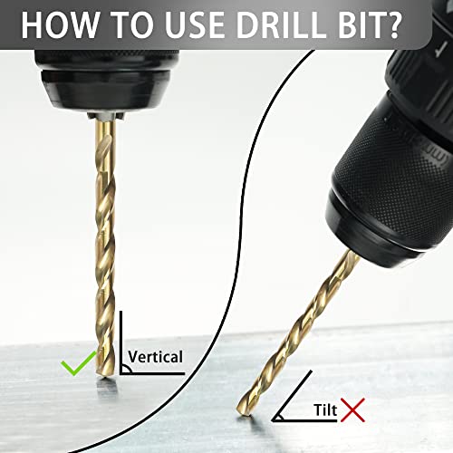 GMTOOLS 13Pcs Cobalt Drill Bits Set, M35 HSS 135 Degree Tip, Twist Jobber Length Drill Bit Kit for Hardened Metal, Cast Iron, Stainless Steel, Plastic and Wood with Storage Case 1/16"-1/4" - style: 13 pcs Cobalt
