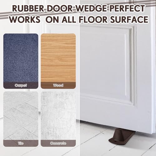 Frienda 2 Pcs Heavy Duty Rubber Door Stops Wedge Stackable,Coffee - color: Coffee