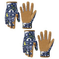 HANDLANDY 2 Pairs Kids Leather Gardening Gloves, Kid Work Gloves, Blue, L - color: Blue (2 Pairs), size: Large (Age 8-9)