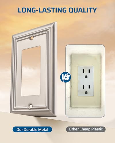 DEWENWILS 4-Pack Metal Wall Outlet Cover, Decorator Wall Plates - color: Brushed Nickel, size: 1 Decorator 4PK