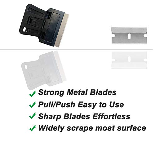 Mini Plastic Razor Blade Scraper High Visibility Window Scraper Paint Scraper with 5 Spare Metal Razor Scraper Blades Scraping Sticker Decal Residue Label,Black