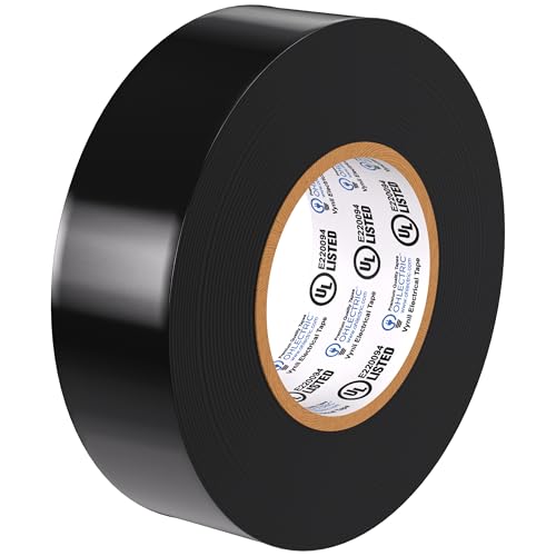 OHLECTRIC Professional Grade Vinyl Electrical Tape (1 Pack) Black - 7 Mil Thick Flame-Retardant, Heat & Weather Resistant 3/4 Inch x 60 Feet | Ideal for Contractors & Electricians - size: 1 Roll, style: Black
