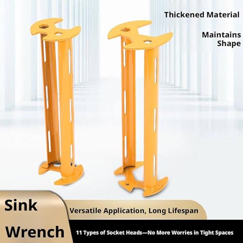 2PCS Multifunctional Sink Faucet Wrench Set,11-in-1 Basin Tool for Tight Spaces, 4-Jaw Hex Plumbing Installer for Home Maintenance, Practical Tools for Men (Yellow) - color: Yellow