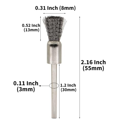 20PCS Wire Brushes - Metal Rust Removal, Polishing, Cleaning - 8mm Diameter, 3mm Shaft - Removes Burrs, Dust, and Oxide Layer - Handles Rough Surfaces - Designed for Industrial and DIY Enthusiasts - style: Wire Brush 3*8mm 20PCS