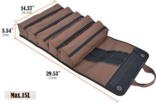 WELKINLAND Heavy-Duty Waxed Canvas Tool roll, 15-Pocket 15L Tool Wrap Roll