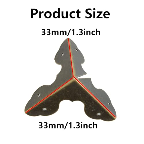 32PCS Antique Bronze Jewelry Box Corner Bracket, Metal Cabinet Corner Protector for Wooden, Chest, Table, Desk, Photo Frame, DIY (1.3*1.3*1.3 inch) - style: Antique Bronze-1.3inch