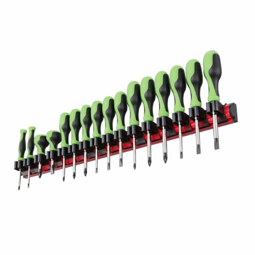 Magnetic Screwdriver Organizer for Tool Box Drawer – Holds 16 Tools – Magnetic Tool Box Organizer Rack – Screwdriver Holder for Toolbox, Drawer, or Wall Mount (RED) - color: RED