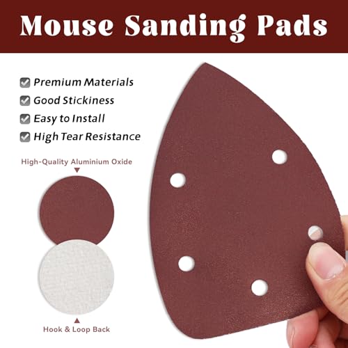 60 Pcs 600 Grit Mouse Sandpaper, Aluminum Oxide Mouse Sanding Pads - size: 600 Grit