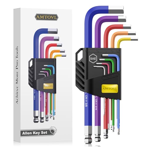 AMTOVL Hex Key Set, 9PCS Imperial Allen Key Set, 1/16-3/8Inch,Long Ball End - size: 9 PCS SAE SET